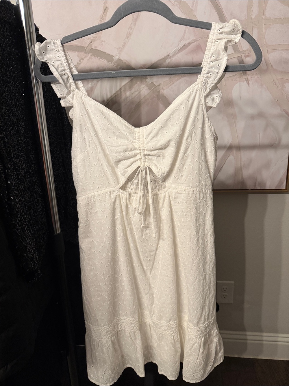 Women’s White Eyelet Tie-Front Chemise